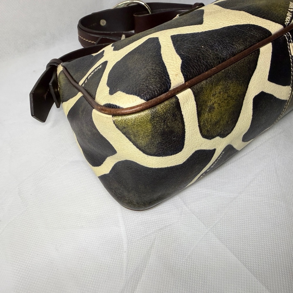 Dooney & Bourke Brown and Cream Giraffe-Print Leather Shoulder Bag - Picture 7 of 15